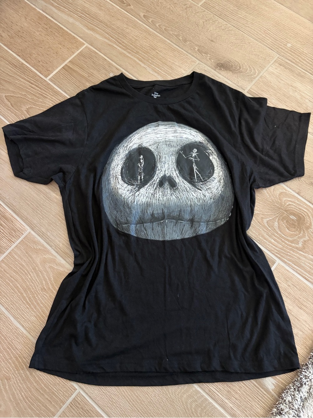 Disney Black Men’s T-Shirt with Large Skull Face Graphic